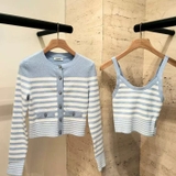 Cardigan SANDRO kẻ xanh