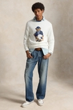 Áo len RALPH LAUREN trắng gấu áo xanh kẻ
