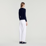 Cardigan SANDRO đen viền ren sườn