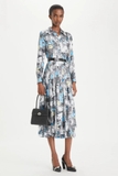 Váy lụa TORY BURCH họa tiết xanh