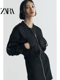 Váy Zara đen dáng bomber kéo khóa