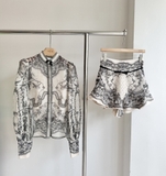 Sơ mi ZIMMERMANN đen hoạ tiết ( Có set )