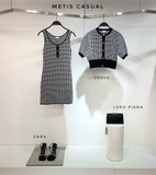 Cardigan Joyra tay lỡ đen hoạ tiết