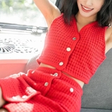 Set gilet SANDRO dạ đỏ