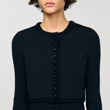 Cardigan SANDRO đen dáng crop