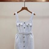 Váy SELF PORTRAIT tweed 2 dây khuy đá