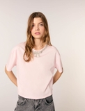 Tshirt MAJE hổng viền cổ nơ đá
