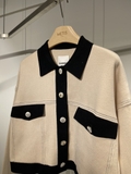 Áo khoác SANDRO kem viền đen