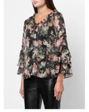 Sơ mi ALICE+OLIVIA hoa cổ tròn tay xếp tầng