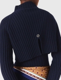 Áo MAJE navy crop khuy cổ