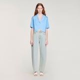 Sơ mi lụa SANDRO xanh (có set)