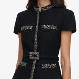 Váy SELF PORTRAIT áo tweed chân lụa