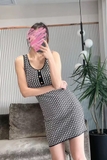 Váy len 2 dây JORYA họa tiết đen trắng
