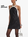 Váy SELF PORTRAIT tweed cổ yếm ngọc