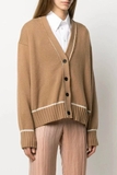 Cardigan Jil Sander nâu viền trắng