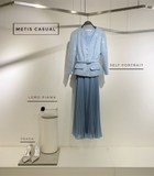 Váy SELF PORTRAIT xanh túi 2 bên dáng dài