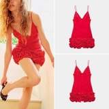 Váy ZARA 2 dây hoa đỏ