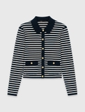 Áo MAJE kẻ navy cổ bẻ