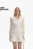 Váy SELF PORTRAIT bling cổ nơ trắng