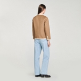 Áo dạ SANDRO nâu viền kem