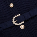 Áo SELF PORTRAIT navy cổ trắng kèm belt