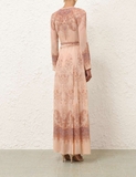 Váy ZIMMERMANN lụa nâu nude dáng dài kèm belt
