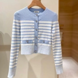 Cardigan SANDRO kẻ xanh