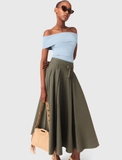 Chân váy MAJE rêu xếp ly eo dáng dài