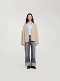 Cardigan SANDRO nâu viền trắng