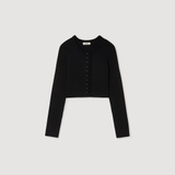 Cardigan SANDRO đen dáng crop