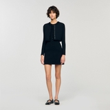 Cardigan SANDRO đen dáng crop