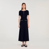 Cardigan SANDRO đen đính cườm
