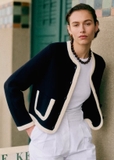 Cardigan SEZANE viền len đan khuy bọc 2 màu