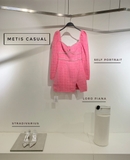 Váy SELF PORTRAIT hồng cổ vuông