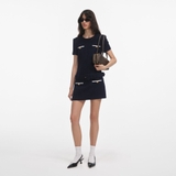 Váy dạ tweed SELF PORTRAIT navy kèm belt