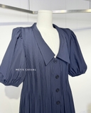 Váy SANDRO navy dập ly