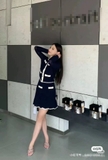 Chân váy SELF PORTRAIT navy viền trắng ( có set )