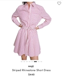 Váy MAJE sơ mi kẻ đỏ đính đá