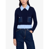 Áo len SANDRO navy cổ sơ mi