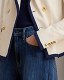 Blazer RALPH LAUREN trắng viền navy