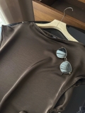 Váy MASSIMO DUTTI lụa nâu buộc eo