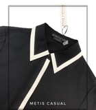 Sơ mi Alice+ Olivia đen viền trắng