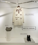 Chân váy SELF PORTRAIT kem viền đỏ