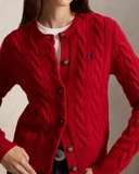 Cardigan RALPH LAUREN vặn thừng khuy sừng 2026