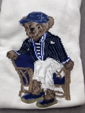 Áo len RALPH LAUREN trắng gấu áo xanh kẻ