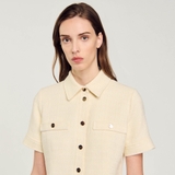 Váy tweed SANDRO chân xếp ly