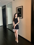 Chân váy SANDRO đen hoa trắng nổi ( CÓ SET )