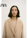 Khoác dạ Zara nâu nhạt dáng xuông
