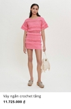 Váy len móc Maje hồng tầng