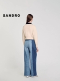 Áo len SANDRO kem cổ đen khuy cấm